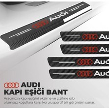 DK Elektronik Audi Logolu Karbon Kapı Eşiği Koruyucu Bant Folyo 4'lü Set