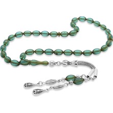 Gümüş Hediye Al Kararmaz Metal Su Damlası Püsküllü Arpa Kesim Bilek Boy Su Mavisi Ateş Kehribar Tesbih