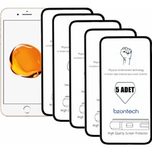 Bzontech Iphone 7 Plus Beyaz ile Uyumlu Ekran Koruyucu Tam Kaplayan 5li Set