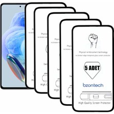 Bzontech Redmi Note 12 Pro ile Uyumlu Ekran Koruyucu Tam Kaplayan 5li Set