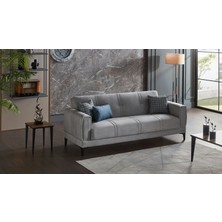 Bellona Ruby S Çekyat Üçlü Koltuk Krem Flok Kumaş Yataklı Modern Tasarım 217 cm Genişlik Orta Sert Oturum