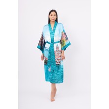 Peraluna ISTANBUL KIMONO Saten Kadın Uzun Kimono - Çok Renkli