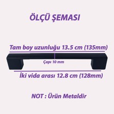 Glaswen 12 Adet Marmara Kulp 128 mm Siyah Mutfak Kulpu Çekmece Dolap Kapak Kulbu Metal  Mobilya Dolabı Kulpları