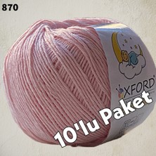 Oxford İplik 10’lu Paket Eco Cotton Baby - Ince Cotton Ip - Tığ Işi - Punch Ipi- 870 Soluk Pembe