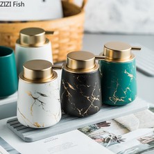 Yaci Shop Menekşe Tarzı Bardak Altlığı Altın Mermer Doku Seramik Losyon Şişesi Banyo Aksesuarları 400 ml Taşınabilir Sabunluklar El Dezenfektanı Konteyner (Yurt Dışından)