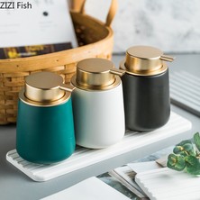 Yaci Shop Menekşe Tarzı Bardak Altlığı Altın Mermer Doku Seramik Losyon Şişesi Banyo Aksesuarları 400 ml Taşınabilir Sabunluklar El Dezenfektanı Konteyner (Yurt Dışından)
