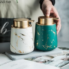 Yaci Shop Menekşe Tarzı Bardak Altlığı Altın Mermer Doku Seramik Losyon Şişesi Banyo Aksesuarları 400 ml Taşınabilir Sabunluklar El Dezenfektanı Konteyner (Yurt Dışından)