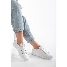 Analin Shoes Kadın Deri Bağcıklı Spor Ayakkabı 2644 Spor Beyaz 36