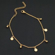 Mingming Shop No.6 Boyutu Altın Rengi Paslanmaz Çelik Bilezik Bacak Üzerinde Ay Yıldız Çiçek Charm Halhal Kadın Ayak Ayak Bileği Zincirleri Kızlar Plaj Aksesuarları (Yurt Dışından)