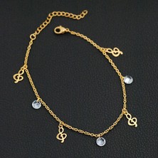Mingming Shop No.6 Boyutu Altın Rengi Paslanmaz Çelik Bilezik Bacak Üzerinde Ay Yıldız Çiçek Charm Halhal Kadın Ayak Ayak Bileği Zincirleri Kızlar Plaj Aksesuarları (Yurt Dışından)