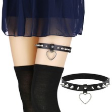 Mingming Shop Kırmızı Punk Kalp Bacak Kayışı Kemer Başak Çıtçıt Uyluk Demeti Kadın Kızlar Goth Cosplay Aksesuarları Harajuku Egirl Takı (Yurt Dışından)