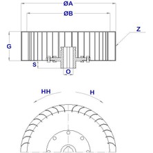 Orfan Çap 180 Boy 50 Delik 24 mm Sağ Yön Radyal Fan Pervanesi