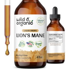 Wild & Organic Lions Mane Liquid Extract Organic Lions Mane Mushroom Premium Quality Third Party Tested 168 Servis