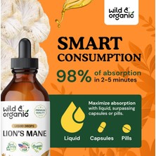 Wild & Organic Lions Mane Liquid Extract Organic Lions Mane Mushroom Premium Quality Third Party Tested 168 Servis