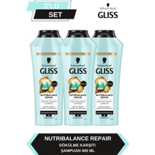 Gliss Nutribalance Repair Saç Dökülmesine Karşı Şampuan 400 ml x 3 Adet