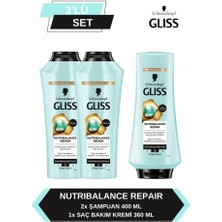 Gliss Nutribalance Şampuan 400 ml x 2 Adet + Saç Kremi 360 ml