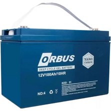 Orbus 100 Ah A Amper 12 V Volt Karbon Jel Akü Derin Döngü (2024 Üretimi)