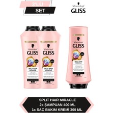 Gliss Split Hair Miracle Şampuan 400 ml x 2 Adet + Split Hair Miracle Saç Kremi 360 ml