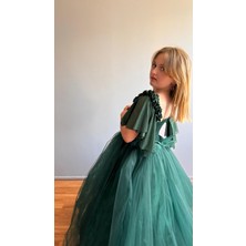 Taha Kids Güllü Prenses Kız Çocuk Abiye Koyuyeşil