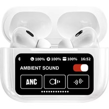 Coverzone Dokunmatik Ekranlı Bluetooth Kulaklık Dijital Ekranlı ANC ve ENC Noise Reduction Muadil Kablosuz Kulaklık Kutusu ve Şarj Kablosu Dahil
