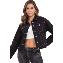 Cipo & Baxx Kadın Kısa Jeans Ceket Lila Renk ile Modern ve Rahat Tasarım