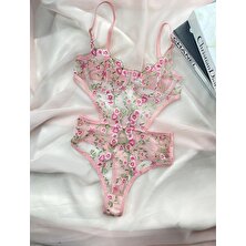 Thrill Bra Vanilli Kadın Bodysuit Çiçekli Iç Giyim Balenli Iç Çamaşır Takımı Kostüm