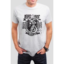 T-35 Born To Ride Baskılı Beyaz Unisex Tişört C449