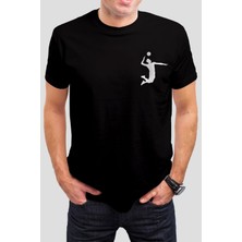 T-35 Voleybol Baskılı Siyah Unisex Tişört C465