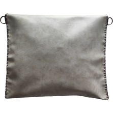 Mavi Boncuklu Bej Suni Deri Kadın Portföy Clutch El ve Kol Çantası