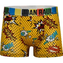 Munivy Juan Raul Boom Çizgi Roman Desenli Sarı Rahat Erkek Boxer