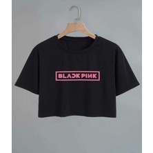 Kids Face Özel Blackpink Baskılı Pamuk Kısa Kollu Kız Çocuk Crop T-Shırt