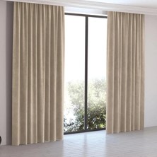 Devrim Olivya Tekstil Lüks 1.Sınıf Eleleganse Petek Kadife Dokulu Lüks  Bej Ada Fon Perde Tek Kanat