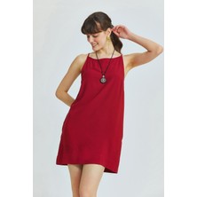 Clandestino Basic Mini Yazlık Elbise Bordo