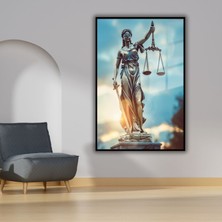 Gaagart Metal Çerçeveli Temperli Cam Avukat Büro Tablosu Adalet Terazisi
