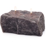 Dekoratif Gri Uzun Granit Mum (16 Cm)