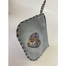 Etnik Clutch Çanta Ince/ Kedi Desenli Siyah Ipli 17*13