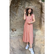 Çiğdem Sonkur Nancy Pembe Çiçek Desenli Elbise