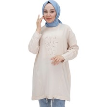 Puane 10442 Aerobin Kumaş Jakar Desenli Beli Lastikli Tesettür Tunik
