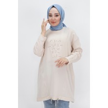 Puane 10442 Aerobin Kumaş Jakar Desenli Beli Lastikli Tesettür Tunik