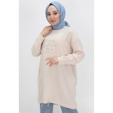 Puane 10442 Aerobin Kumaş Jakar Desenli Beli Lastikli Tesettür Tunik