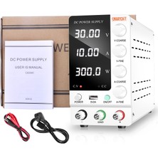 Smartgift 0-30V/10A Ayarlı Dc Güç Kaynağı Voltaj Regülatörü Power Supply - Beyaz