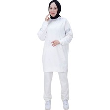 Puane 10457 Iki Iplik Kumaş Sim Detaylı ve Taşlı Sweatshırt