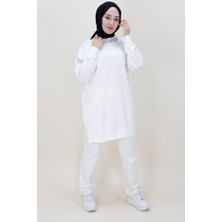 Puane 10457 Iki Iplik Kumaş Sim Detaylı ve Taşlı Sweatshırt
