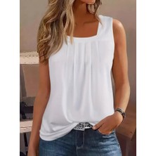 Stock Mount Kadın Kısa Kollu Geometrik Yaka Salaş Viskon Bluz