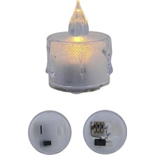 Hedyex 4cm Şeffaf LED Mum 3 Pilli On-Off Düğmeli 24LÜ Kutu