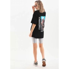 Stock Mount Unisex Baskılı Oversize T-Shirt - Siyah