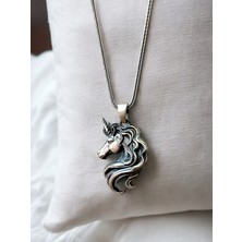 AK Store Gümüş Erkek Kolye Madalyon Unicorn