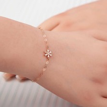 Mevafa 925 Ayar Gümüş Rose Çiçek Kadın Bileklik