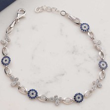 Mevafa 925 Ayar Gümüş Kelebek Nazar Kadın Bileklik