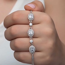 Mevafa 925 Ayar Gümüş Oval Taşlı Kadın Bileklik